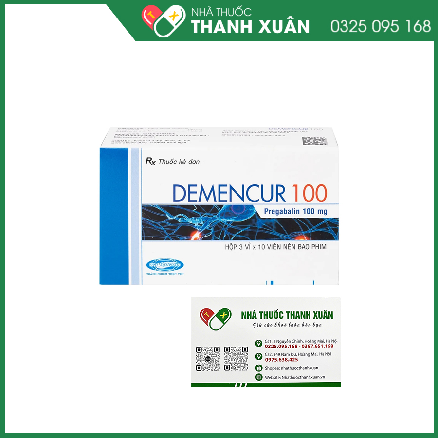 Demencur 100 điều trị đau thần kinh, động kinh, rối loạn lo âu lan tỏa